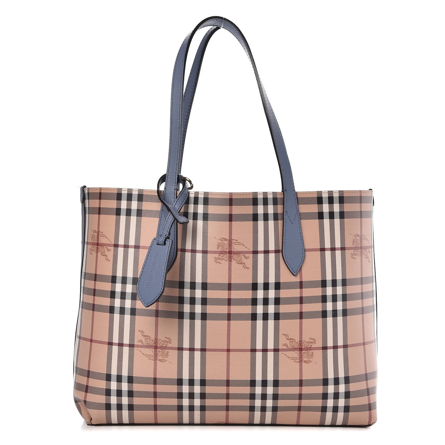 Calfskin Haymarket Check Medium Reversible Tote Blue
