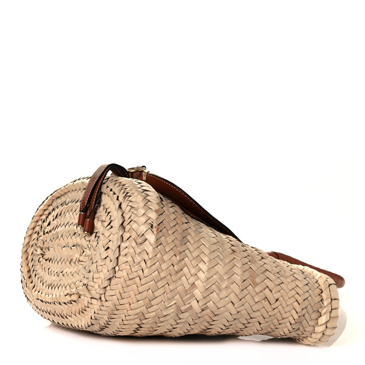Chloe Raffia Small Grain Calfskin Medium Marcie Basket Tan 6 of 11