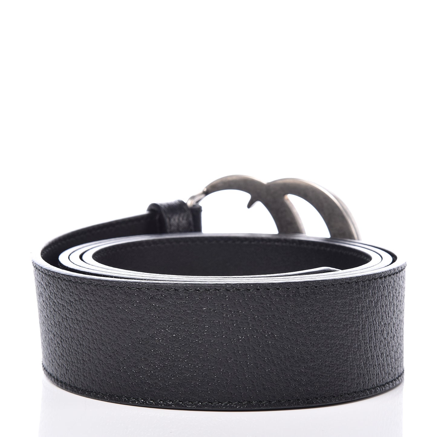 Textured Dollar Calfskin Nickel Double G 40mm Belt 110 44 Black