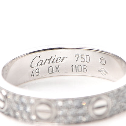 Cartier 18K White Gold Diamond 4mm LOVE Wedding Paved Band Ring 49 4.75 4 of 4