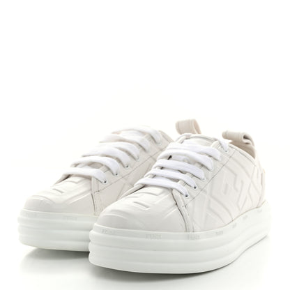 Fendi Nappa FF Embossed Rise Low Top Sneakers 36 White 3 of 9