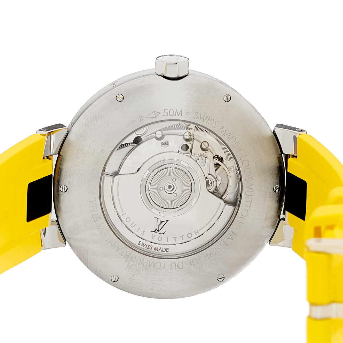Stainless Steel Rubber 41mm Tambour GMT Automatic Watch Yellow