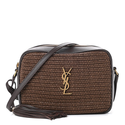 Saint Laurent Raffia Canvas Monogram Lou Camera Bag Dark Chocolate 1 of 10