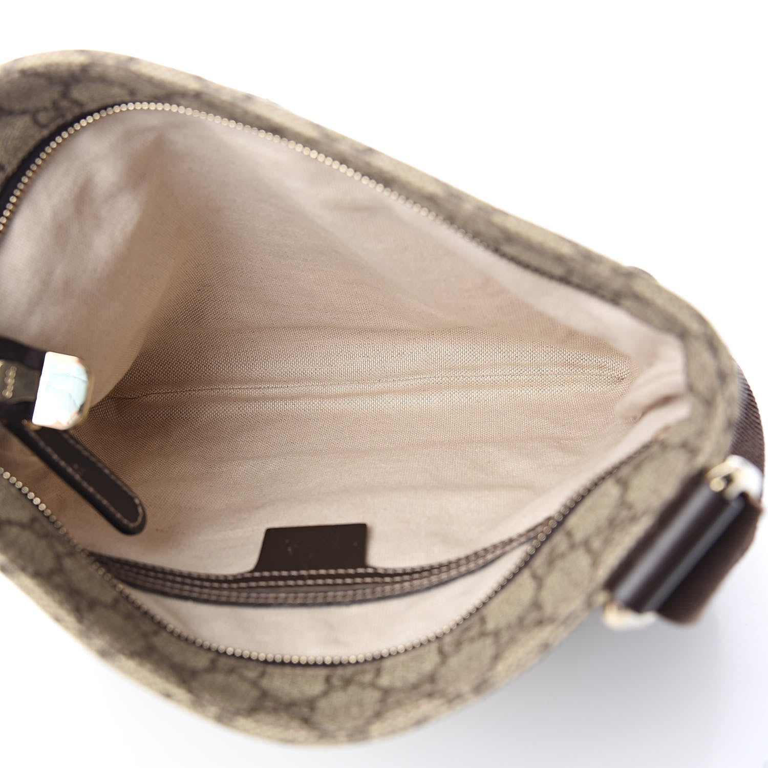 Gucci GG Supreme Monogram Selleria Calfskin Small Flat Side Zip Messenger Bag Beige Ebony Cocoa Dark Chocolate 5 of 10