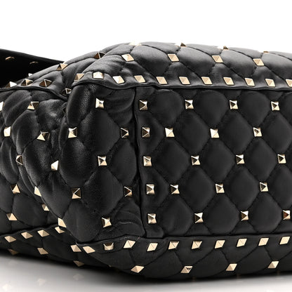 Valentino Garavani Lambskin Maxi Rockstud Spike Shoulder Bag Black 7 of 10
