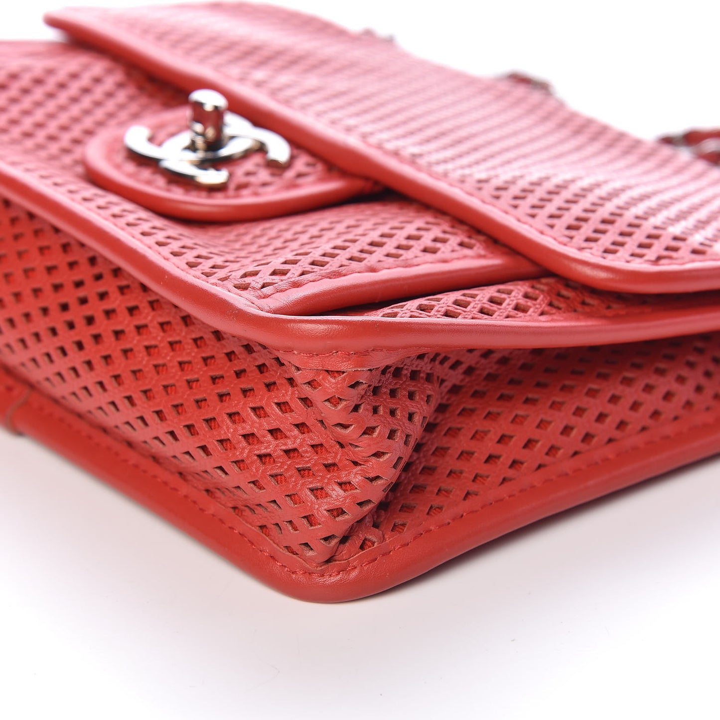 Perforated Calfskin Small Up In The Air Flap Red