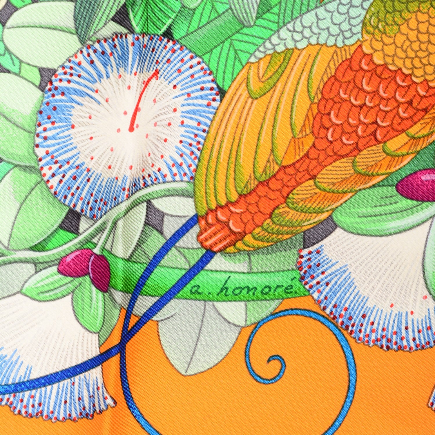 Hermes Silk Au Coeur De La Vie Scarf 90 Orange Vert Fuchsia 5 of 6