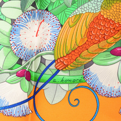 Hermes Silk Au Coeur De La Vie Scarf 90 Orange Vert Fuchsia 5 of 6
