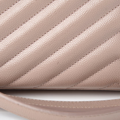 Saint Laurent Grain De Poudre Matelasse Chevron Large Monogram Satchel Rose Antic 15 of 20