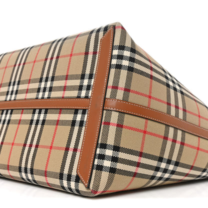 Burberry Cotton Vintage Check Large London Tote Bag Briar Brown Black 10 of 10