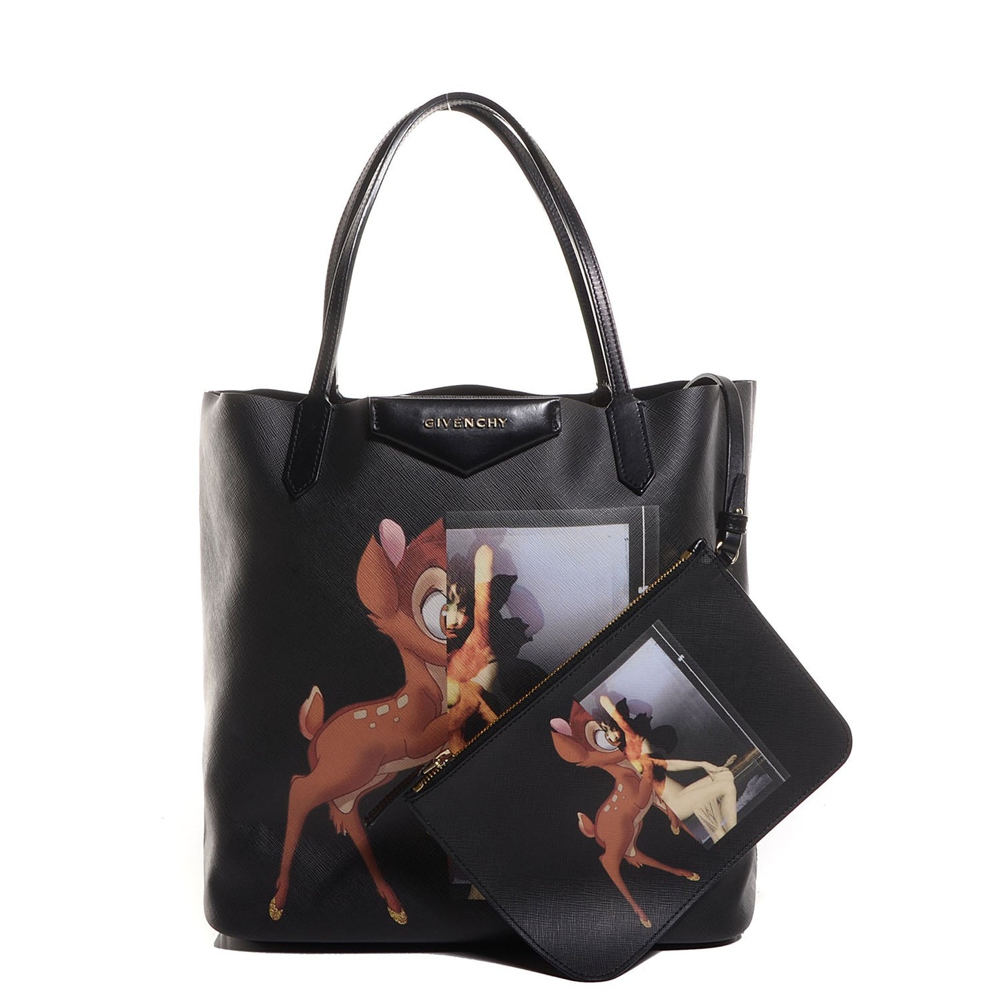 Textured Coated Canvas Bambi Print Medium Antigona Tote