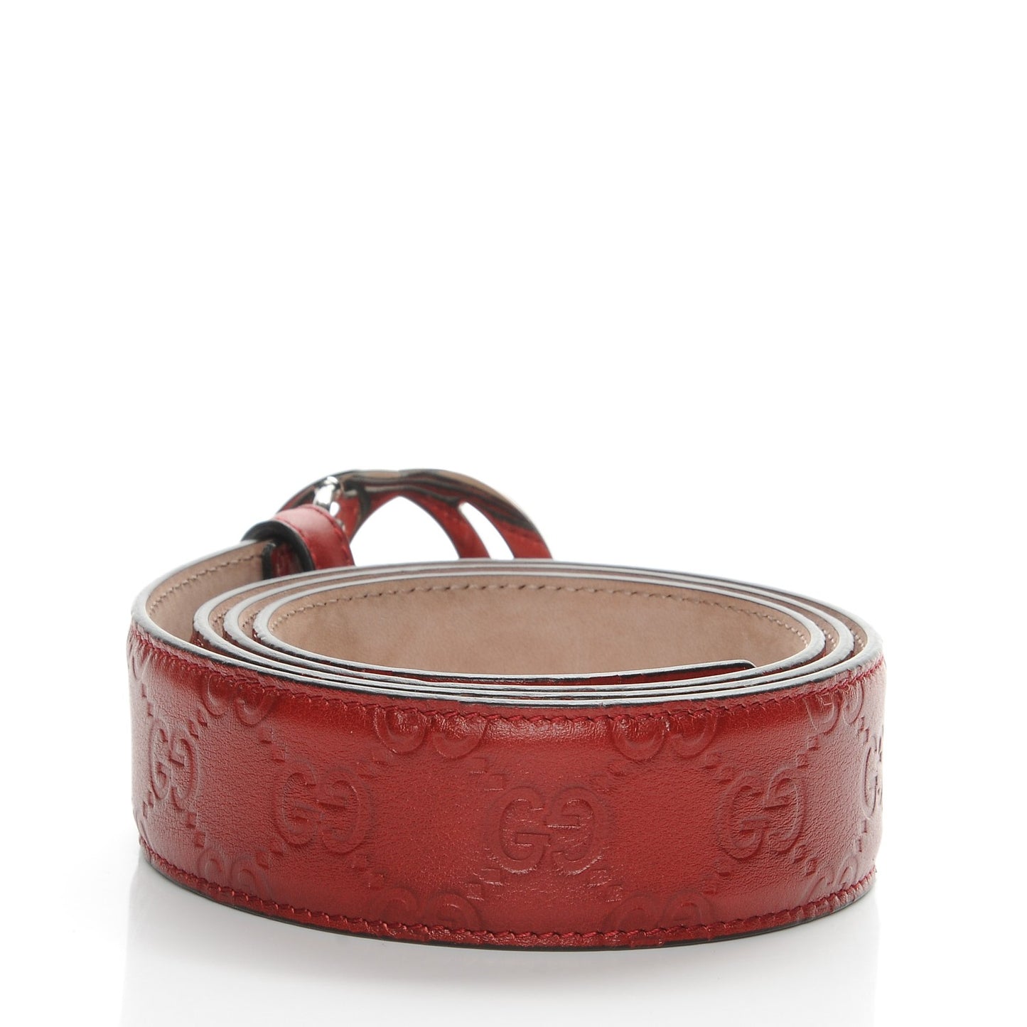 Soft Guccissima Margaux Calfskin Nickel Interlocking G 37mm Belt 95 38 Rosso