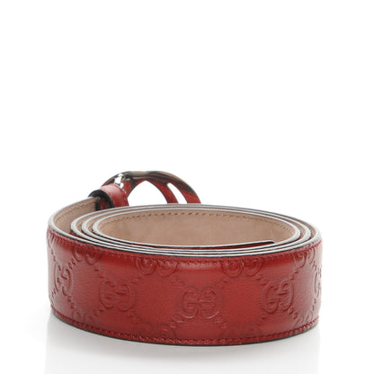 Gucci Soft Guccissima Margaux Calfskin Nickel Interlocking G 37mm Belt 95 38 Rosso 3 of 6