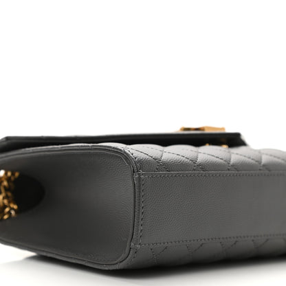 Saint Laurent Grain De Poudre Textured Mixed Matelasse Medium Triquilt Monogram Satchel Fog 9 of 10