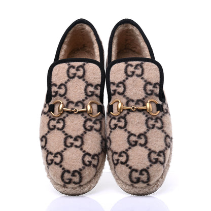 Gucci Covered Wool GG Monogram Womens Fria Horsebit Loafers 38.5 Beige Ebony Black Butterscotch 5 of 11