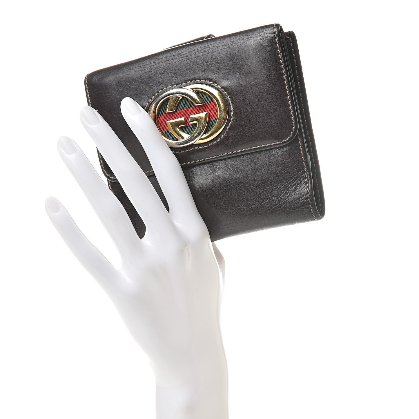 Calfskin Compact Britt Wallet Dark Brown