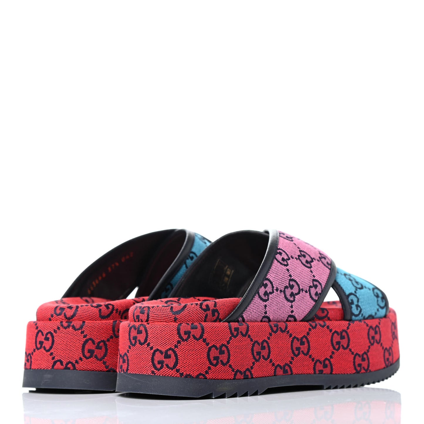 Monogram Multicolor Criss Cross Platform Slide Sandals 37.5 Light Blue Blue Pink Red