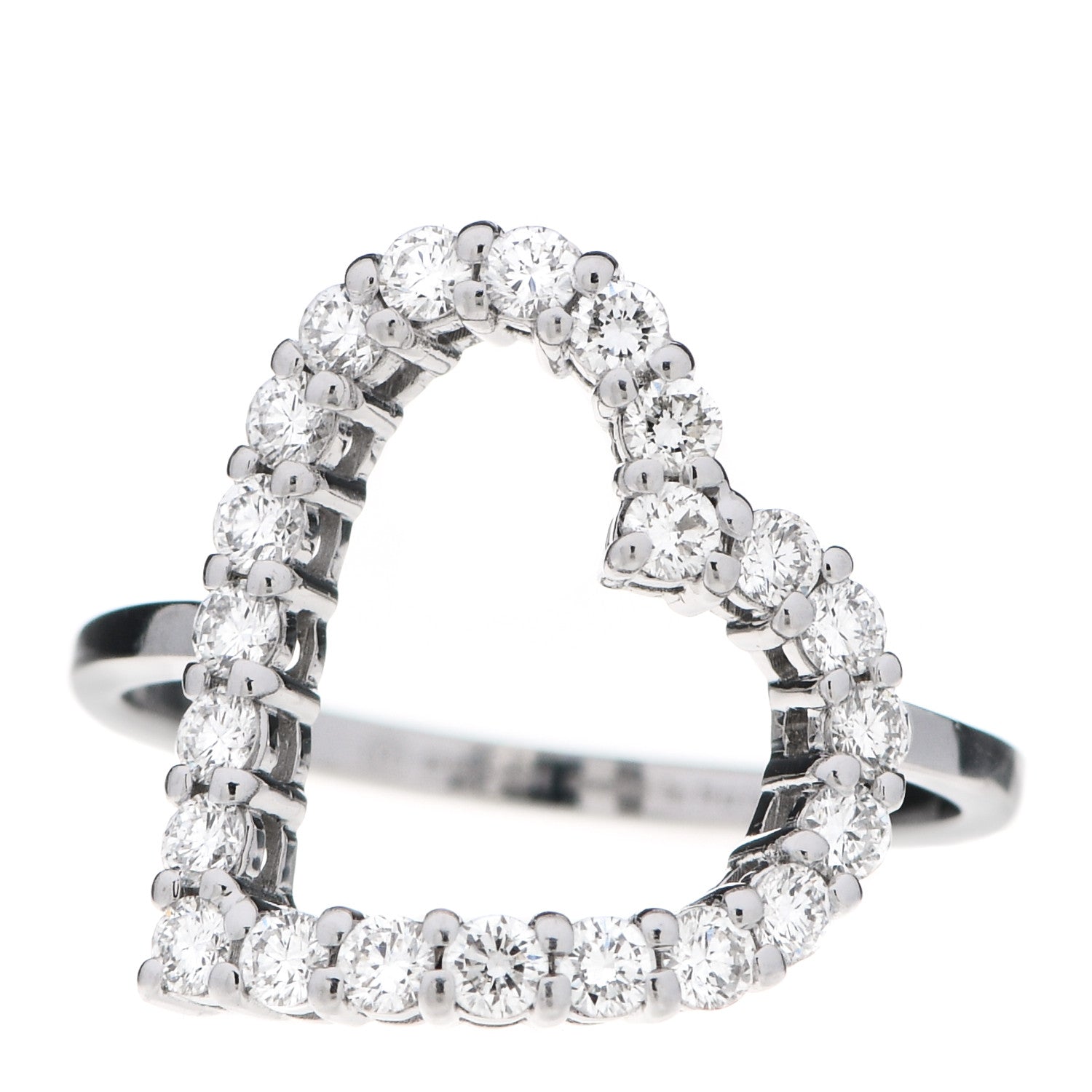 Gucci 18K White Gold Diamond Heart Ring 50 5.5 1 of 7