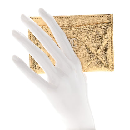 Chanel Metallic Caviar Quilted Card Holder Gold 2 of 8