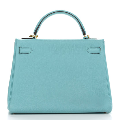 Hermes Togo Kelly Retourne 32 Bleu Atoll 4 of 40