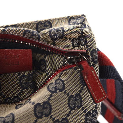 Gucci GG Monogram Web Double Pocket Belt Bag Navy Red 9 of 10