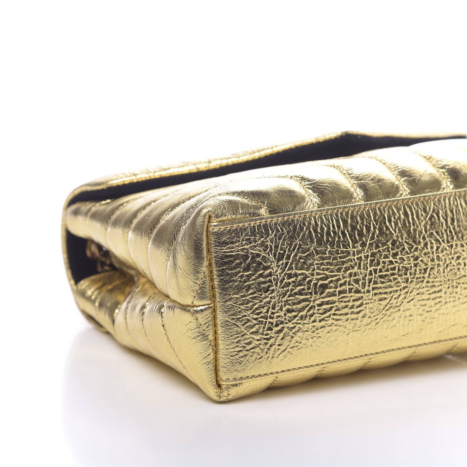 Saint Laurent Metallic Calfskin Y Quilted Small Loulou Monogram Chain Satchel Gold 7 of 12