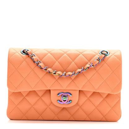 Chanel Caviar Quilted Rainbow CC Small Double Flap Orange 1 of 10