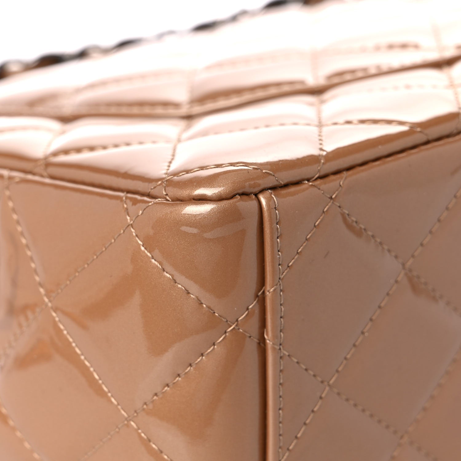 Chanel Patent Calfskin Quilted Maxi Double Flap Dark Beige 10 of 14