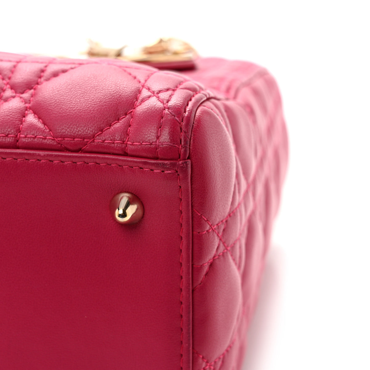 Lambskin Cannage Medium Lady Dior Fuchsia