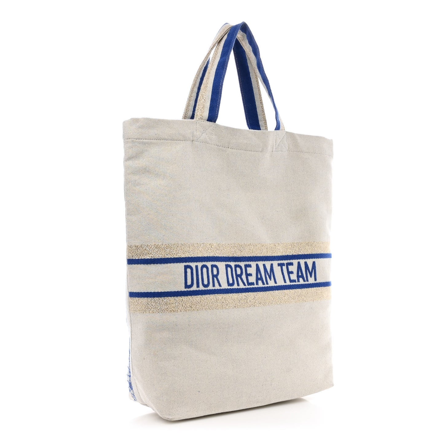 Canvas Print Tote Ivory Blue