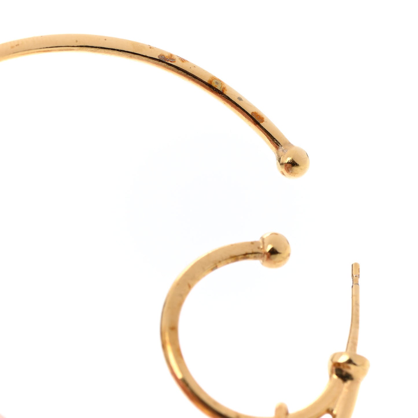 Pearl CC Tags Hoop Earrings Gold