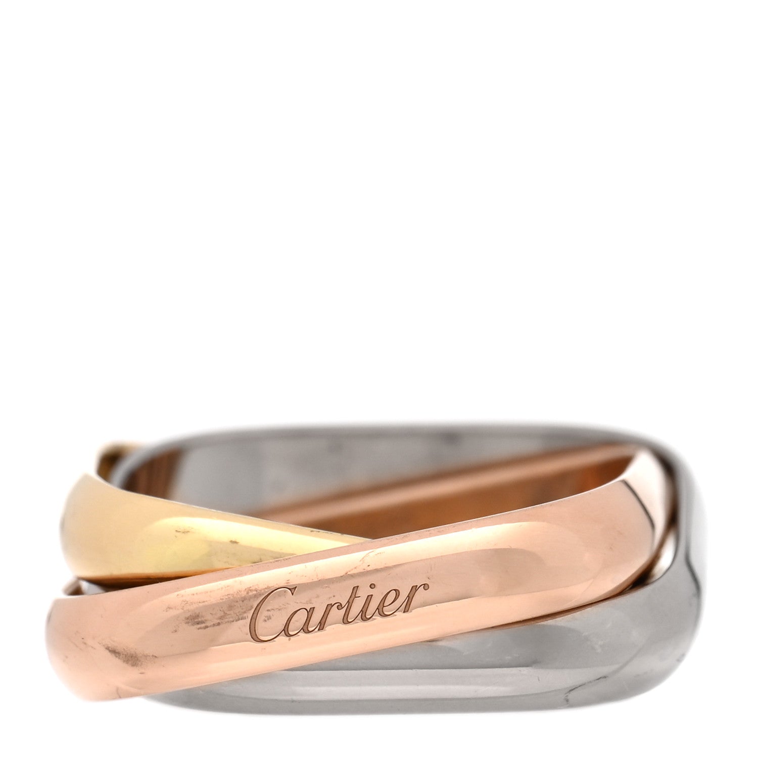 Cartier 18K Pink Yellow White Gold Medium Trinity Cushion Ring 56 7.5 1 of 4
