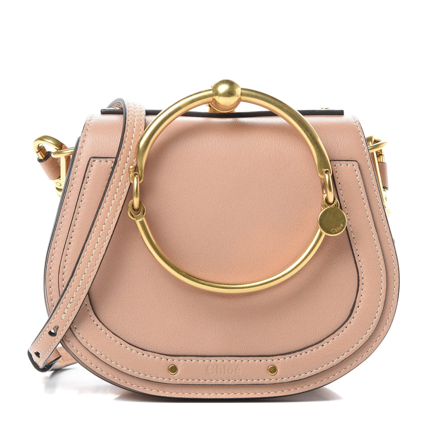 Calfskin Suede Small Nile Bracelet Bag Biscotti Beige