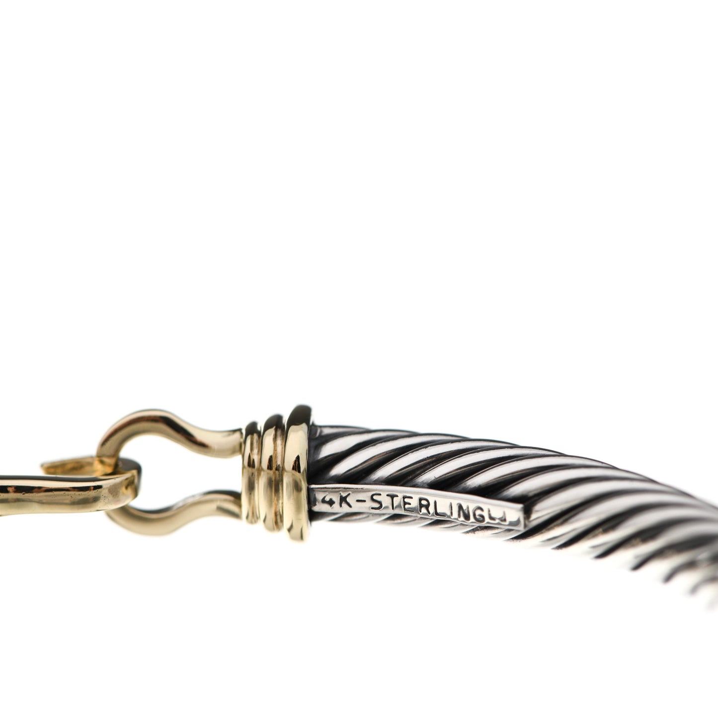 Sterling Silver 14K Yellow Gold 5mm Cable Classic Buckle Bracelet