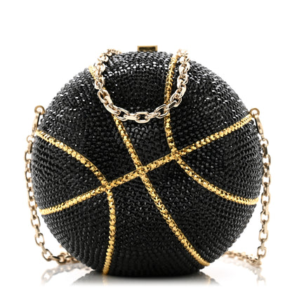Judith Leiber Crystal Basketball Minaudiere Clutch Black Gold 1 of 11