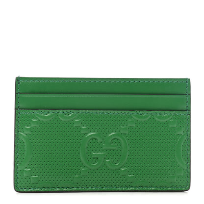 Gucci Calfskin GG Tennis Embossed Card Holder New Shamarock 1 of 6