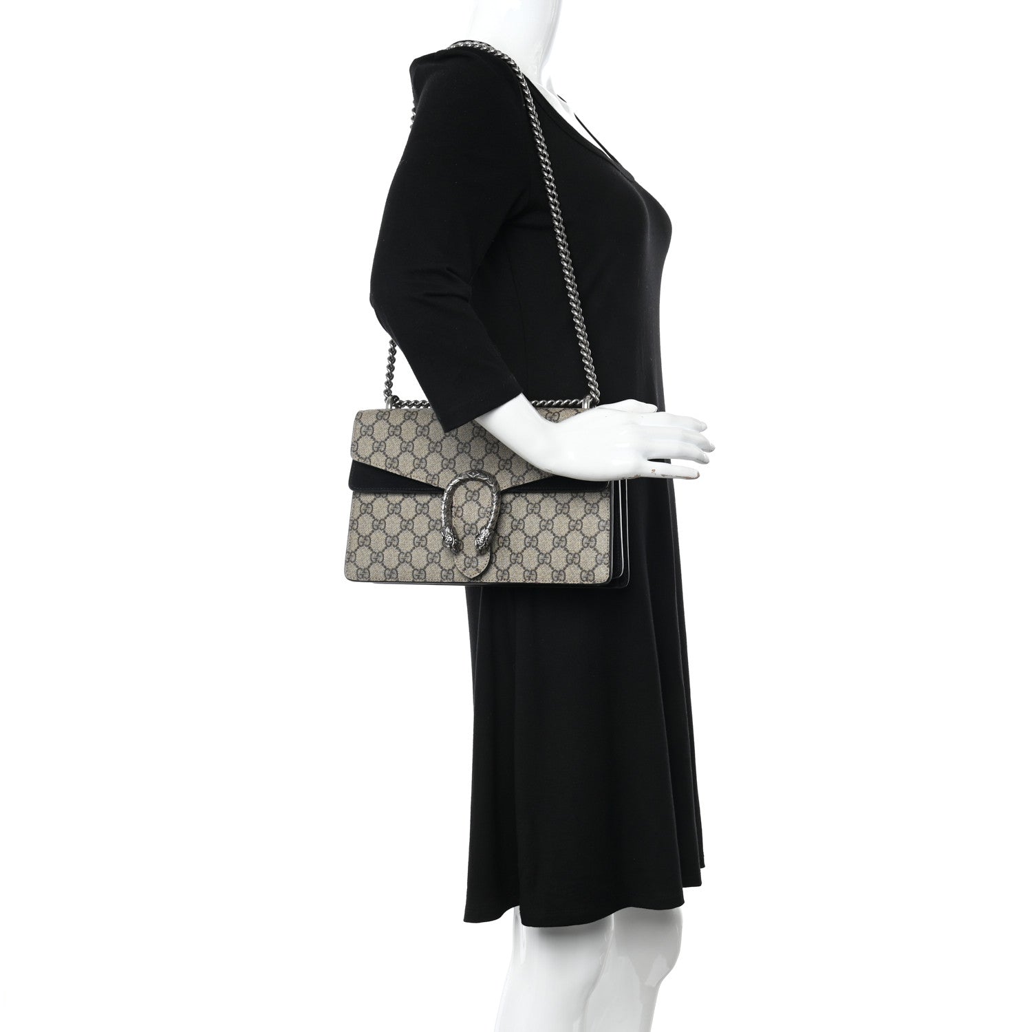 Gucci GG Supreme Monogram Small Dionysus Shoulder Bag Black 2 of 14