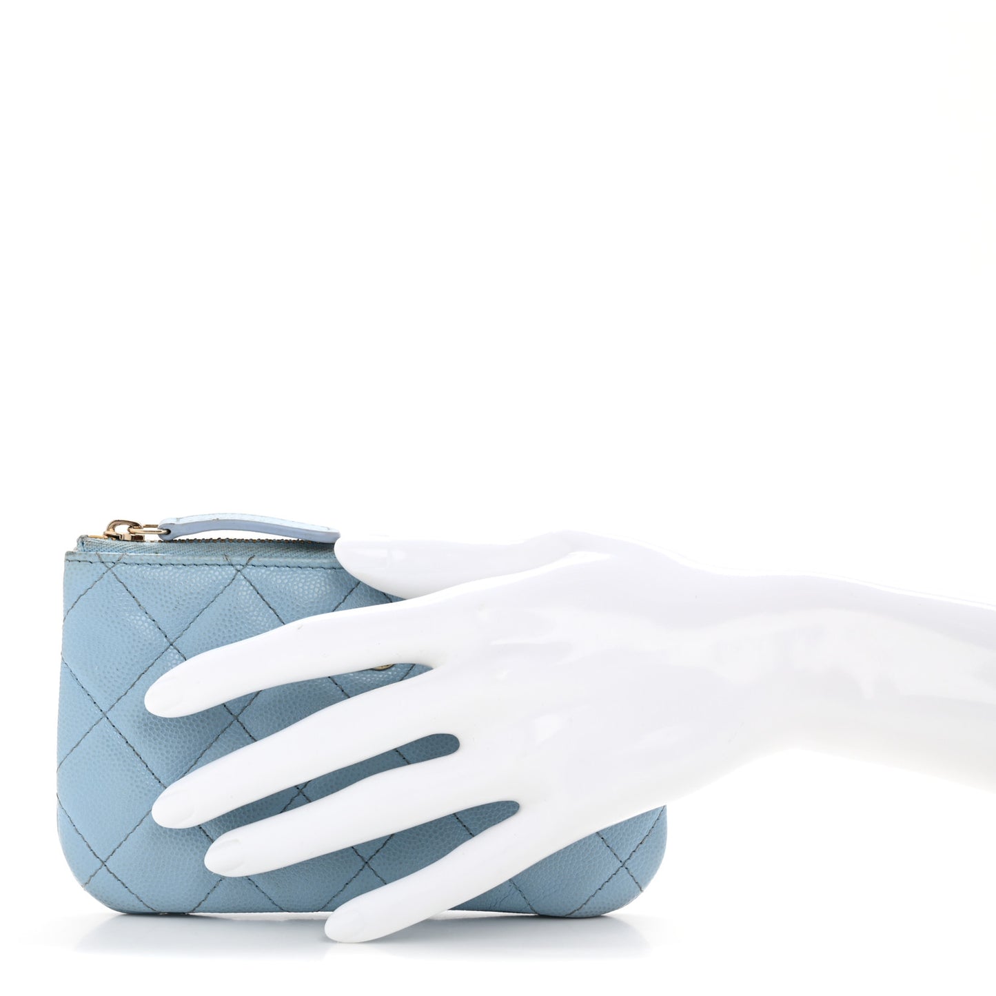 Caviar Quilted Small Cosmetic Case Light Blue