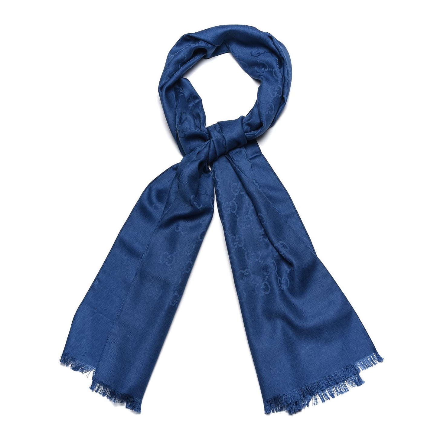 Wool Silk GG Monogram GGNat Scarf Blue