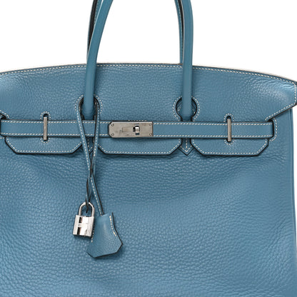 Hermes Taurillon Clemence Birkin 35 Blue Jean 8 of 10