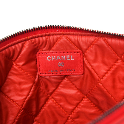 Chanel Calfskin Patent Quilted Medium Cosmetic Case Red 6 of 12