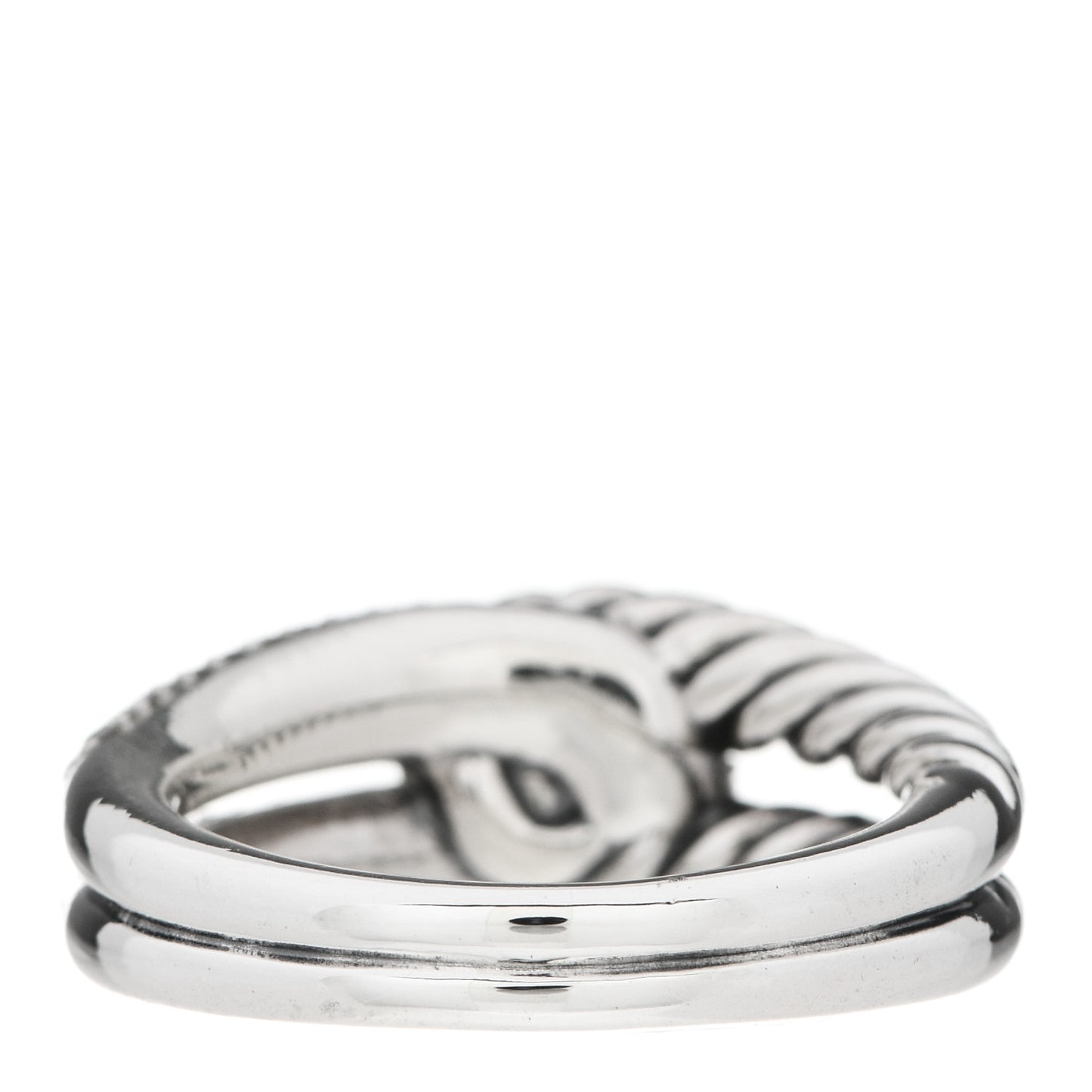 Sterling Silver Diamond Pave Single Loop Labyrinth Ring 54 6.75