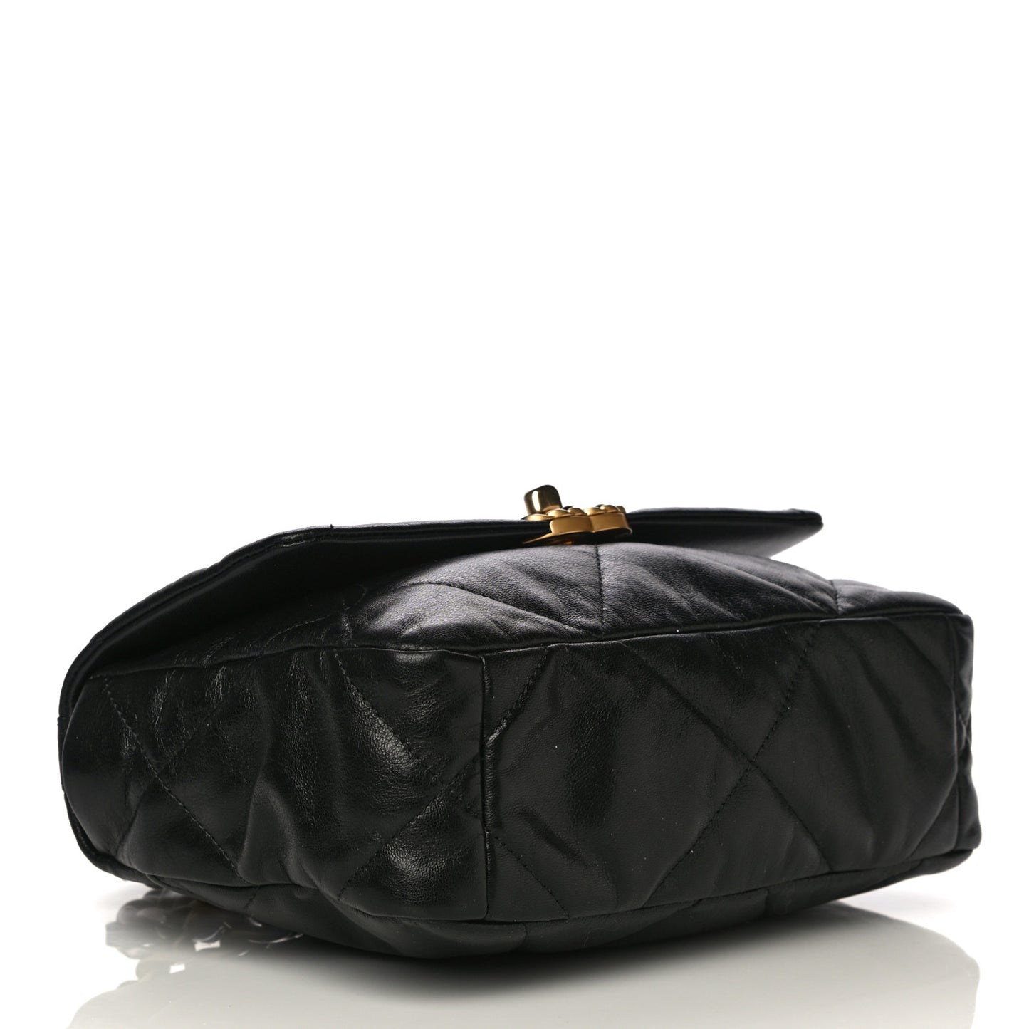 Shiny Goatskin Quilted Medium Chanel 19 Flap Black