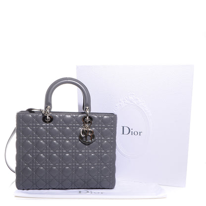 Christian Dior Lambskin Cannage Large Lady Dior Grey 5 of 12