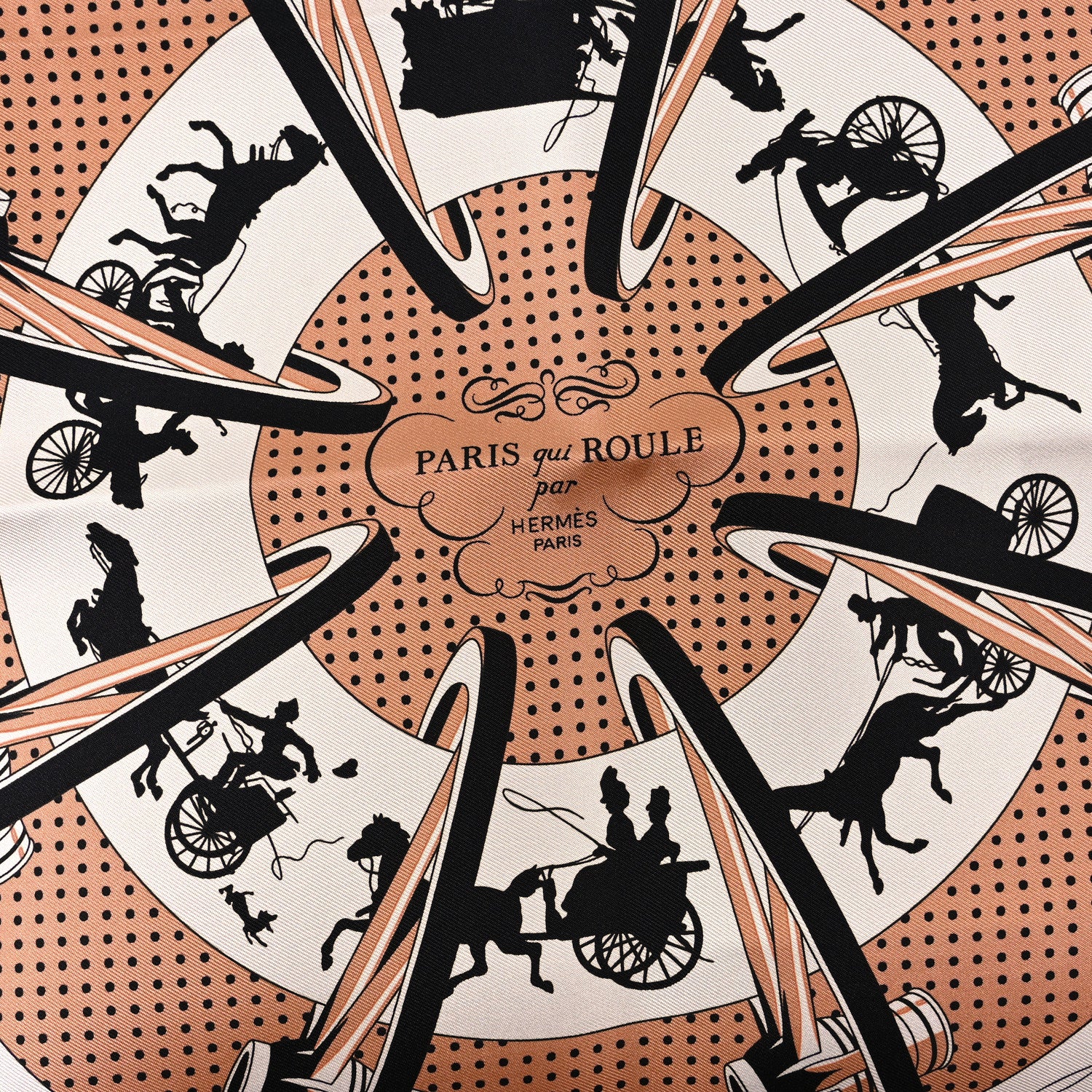 Hermes Silk Paris Qui Roule Bandana Scarf 55 Blush White Black 2 of 4