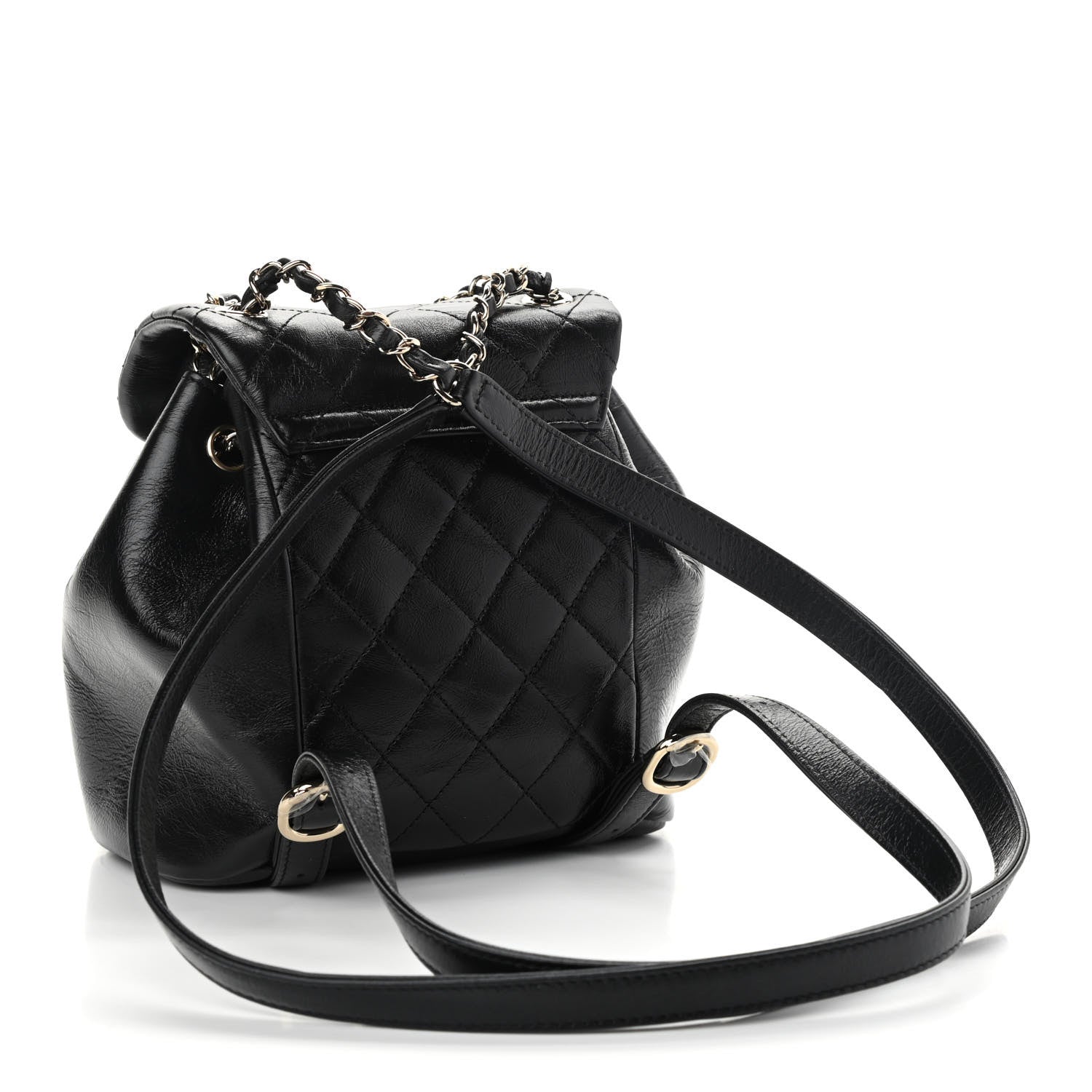 Chanel Glazed Aged Calfskin Quilted Small Duma Drawstring Backpack Black 3 of 10