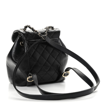 Chanel Glazed Aged Calfskin Quilted Small Duma Drawstring Backpack Black 3 of 10