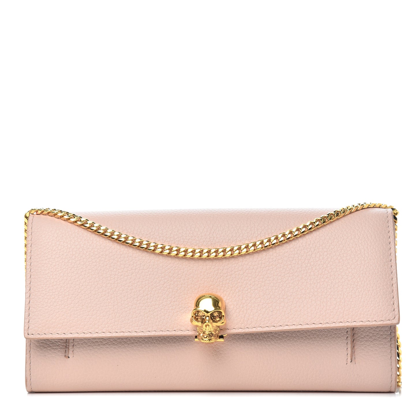 Pebbled Calfskin Skull Wallet on Chain Teint