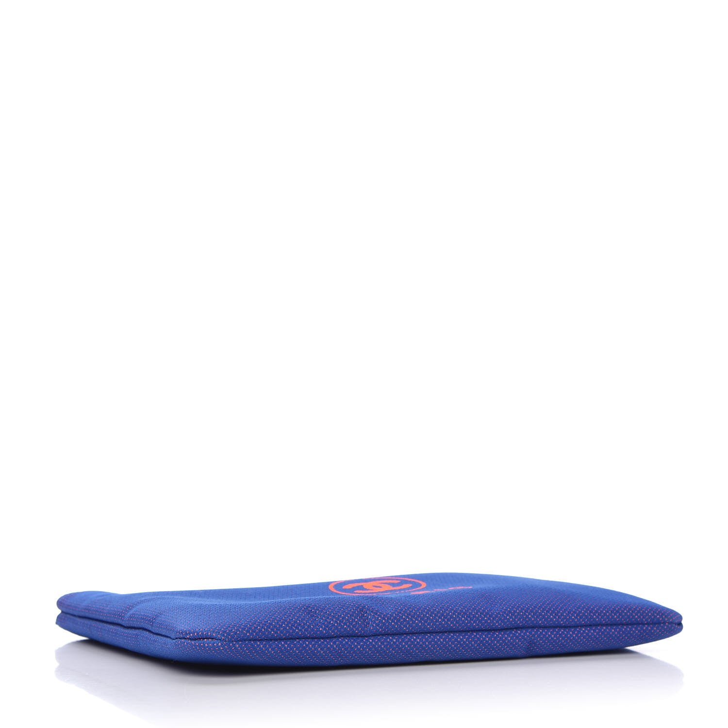Chanel Mixed Fibers Medium Deauville Pouch Clutch Blue Orange 4 of 10
