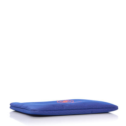 Chanel Mixed Fibers Medium Deauville Pouch Clutch Blue Orange 4 of 10